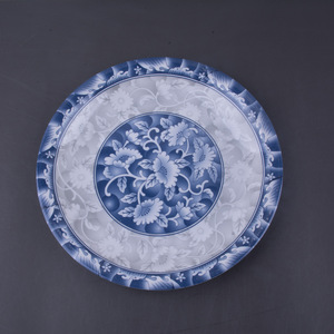 Assiettes en mélamine, assiettes rondes en mélamine, assiettes plates de 9 pouces <span class=keywords><strong>et</strong></span> 10 pouces, motif <span class=keywords><strong>bleu</strong></span> <span class=keywords><strong>et</strong></span> blanc, assiettes à fruits - Product Image 2