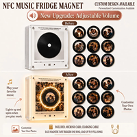 Aimant de réfrigérateur rotatif NFC personnalisable avec musique, lumière LED chaude, aimant vinyle à activer par le toucher, souvenir de mariage et d'affaires en gros