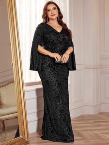 <span class=keywords><strong>Robe</strong></span> de Soirée Trapèze à Manches Longues et Col en V pour Femme, Idéale pour Banquets, Cérémonies et Fêtes, <span class=keywords><strong>Grande</strong></span> <span class=keywords><strong>Taille</strong></span> - Product Image 5