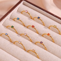 Ding Ran Hot Sale Kleine Ringetjes Kleurrijke Geboortesteen Ringen 18K Verguld Roestvrijstalen Ringensets