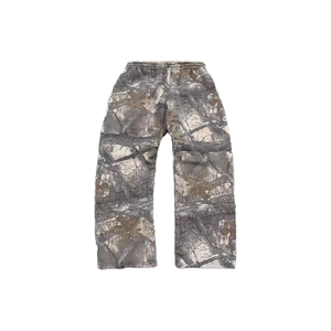 بنطلون رجالي مخصص بنمط التمويه الحقيقي S300gsm ملابس الشارع 100% قطن عالي الجودة بتصميم ممزق وثقيل الوزن مع طباعة كبيرة الحجم للرجال - Product Image 2