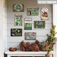 She Shed Garden - Juego de letreros metálicos retro y divertidos para decoración de pared de jardín para el hogar