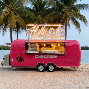 Food Truck Mobile Personnalisé pour la Rue, Cuisine Mobile, Crêpes, Smoothies, Desserts, Pancakes, Donuts, Pâtisserie, Camion de Nourriture Rose Chaud à Vendre - Product Image 1