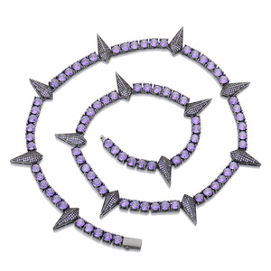 Collana Hip Hop Stile Pantera Nera con Dente di Lupo e Zirconi, Catena in Rame a Forma di Bambù, <span class=keywords><strong>Accessori</strong></span> Unisex di Tendenza, Vendita all'Ingrosso - Product Image 5