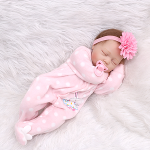 Close Eyes Sleeping Vinyl Silicone <span class=keywords><strong>Reborn</strong></span> Baby Kit Adorable Girl Kids Gift Toys Muñeca educativa - Product Image 1