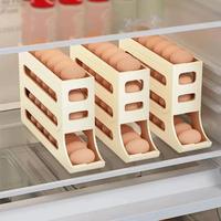 Boîte de rangement pour œufs de réfrigérateur à 4 niveaux, auto-roulante, en plastique, rectangulaire, pour réfrigérateur