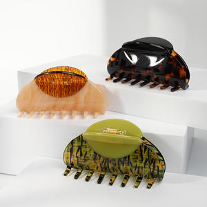 Pinza de pelo de grano de madera Retro de lujo Wjia, accesorios para el cabello de mujer de ácido acético de empalme de alta textura francesa - Product Image 4