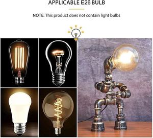 Lampe de bureau rétro industrielle <span class=keywords><strong>steampunk</strong></span> en fer antique, robot Ultraman, lampe de table en métal pour la décoration de la pièce - Product Image 5