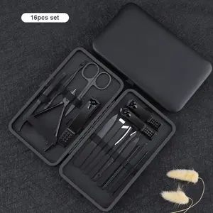 Màu Đen 18 16 12 10 7 Cái Nail Clipper Set Manicure & Pedicure Set Kit Finger Chăm Sóc Chân Bộ Quà Tặng