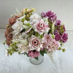Flores Artificiales Meiyu Craft, Ramo de Rosas con Borde Rizado de 7 Cabezas, 30cm 100cm, Decoración para Bodas y Hogar - Product Image 1