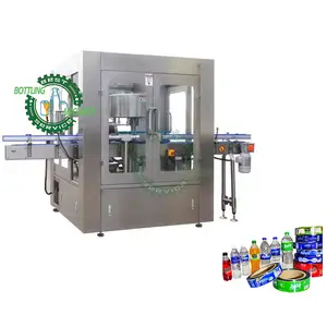 Rotary Roll-feed beer wine ketchup jam plastic bottles jars Hot melt glue OPP labeling machines equipment system device