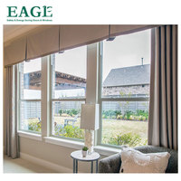 Fenêtre à battants double coulissante verticale en alliage d'aluminium de style américain avec moustiquaire en acier inoxydable coupe-vent pour cuisine et maison