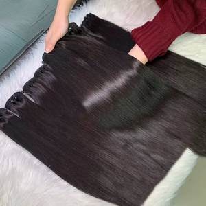 Bulk Sale Raw Straight Human Hair Bundles Bone Straight Double Drawn Full Density Natural Black Human Hair - Product Image 3