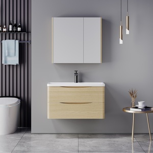 Armoire de salle de bain en contreplaqué résistant à l'humidité, style moderne, avec tiroirs de grande capacité, armoire avec miroir - Product Image 5