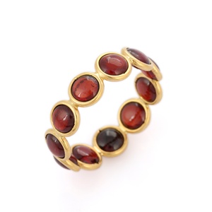 Best Selling Products Natural Round <b>Garnet</b> Eternity Band <b>Ring</b> 18K Fine Yellow Gold Gemstone <b>Ring</b> Fashion Jewelry for Wholesale - Product Image 1