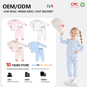 Puresun Trade Assurance, certifié CPC, 100% coton biologique/viscose de bambou, ensembles de <span class=keywords><strong>pyjamas</strong></span> pour filles avec nœud mignon imprimé <span class=keywords><strong>sur</strong></span> toute la surface, 1 à 10 ans - Product Image 3