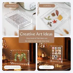 ถาดอะคริลิคใสลายหยักขอบกระดาษสร้างสรรค์ที่จัดระเบียบผ้าเช็ดตัวเดสก์ท็อปแสตมป์ดอกไม้แห้งกรอบรูปแม่เหล็ก - Product Image 6