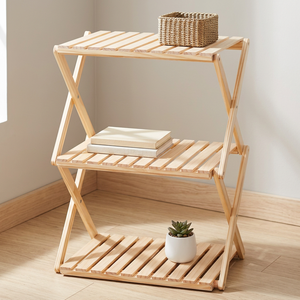 Étagère de rangement en bois naturel à 2/3/4 niveaux – Meuble à chaussures et organisateur de vêtements pour buanderie et salon - Product Image 5