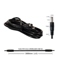 Câble d'alimentation DC5521 mâle-mâle en cuivre nu pour faisceau de câblage de serrure intelligente à empreinte digitale, 3 m, 20 AWG