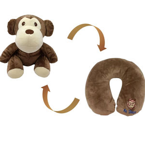 Cuscino deformabile a forma di U 2-in-1 a doppio uso carino scimmia cartone animato cuscino per il collo da ufficio per viaggi in ufficio - Product Image 1