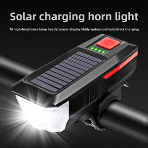 태양광 자전거 경적 라이트 헤드라이트 2000mAh USB 충전 야간 라이딩용 산악 자전거 도로 자전거 - Product Image 2