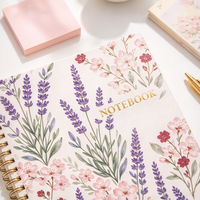 Carnet à spirale floral aquarelle, couverture rigide, journal personnalisé imprimé pour écrire et prendre des notes