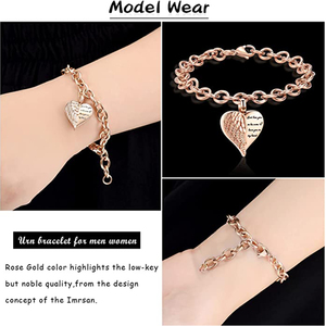 Braccialetto per Ceneri, Gioiello Funerario in Acciaio Inox, <span class=keywords><strong>Bracciale</strong></span> Urna a Forma di Cuore <span class=keywords><strong>con</strong></span> Ali d'<span class=keywords><strong>Angelo</strong></span>, Urna Commemorativa - Product Image 5