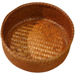 Handmade Bamboo Woven <b>Basket</b> Set Round Fruit Bowl <b>Storage</b> Kitchen Use Small Medium <b>Large</b> Sizes - Product Image 5