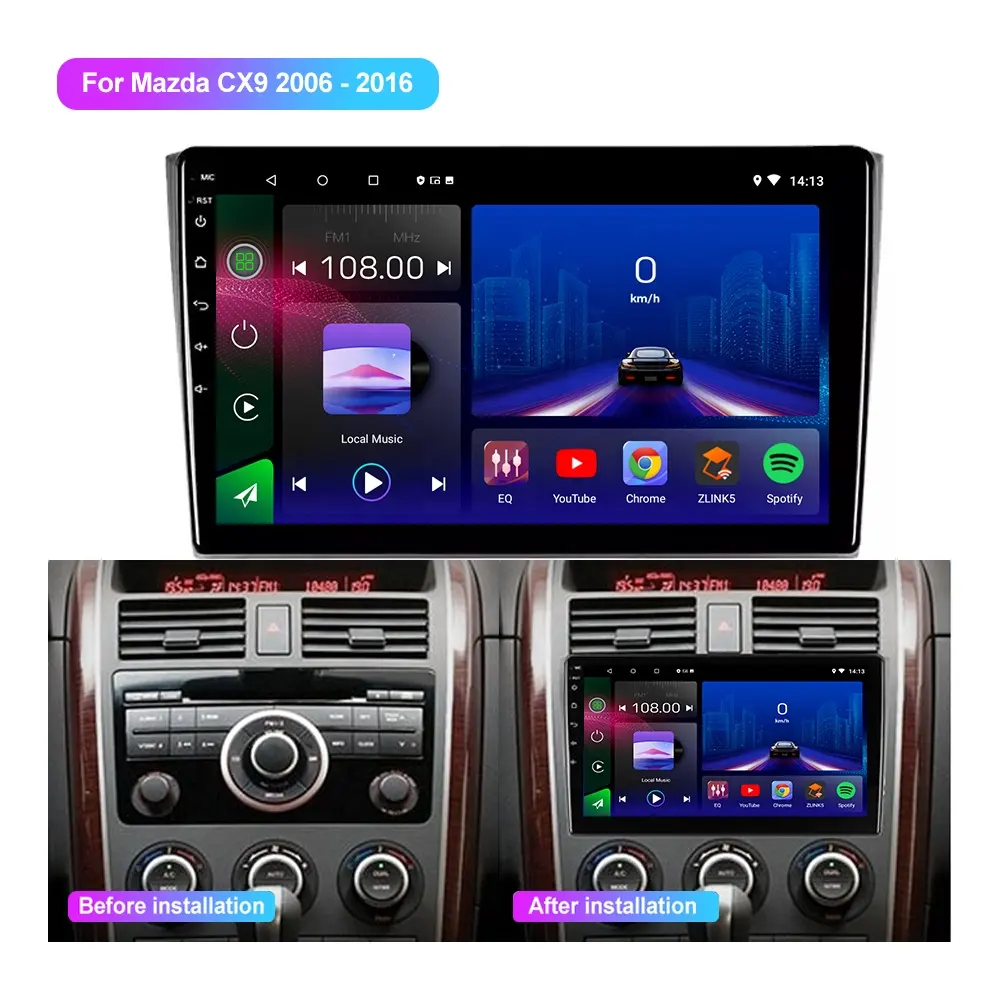 Jmance 10 Inch Touch Screen For Mazda Cx9 2006 - 2016 Frame 2 Din Or 1 Din Android Auto Carplay Car Stereo Dvd Player