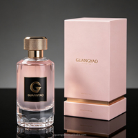 Vente en gros de flacons de parfum de luxe de 100 ml, style tendance, autocollants personnalisés pour flacons de parfum en verre cylindriques avec boîte personnalisée