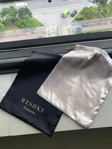 Super Soft <b>White</b> Black Rose Gold Underwear Lingerie Cloth Dust Packaging Pouch Custom Logo Printed Silk Drawstring <b>Bag</b> - Product Image 3