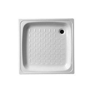 Receveur de douche en acier blanc 80 x 80 cm, hauteur 8 cm, avec grille de drainage pour salle de bain - Product Image 1