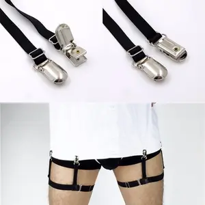 2 Pcs Men Shirt Stays Belt with Non-slip Locking Clips Keep Shirt Tucked Leg Thigh Suspender Garters Strap