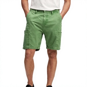 Pantalones Cortos Cargo Verdes Personalizados para Hombre, Cintura Media, 100% Algodón, Ropa Casual de Verano, Tela de Pana Transpirable de 320g, Estilo con Bolsillos - Product Image 1