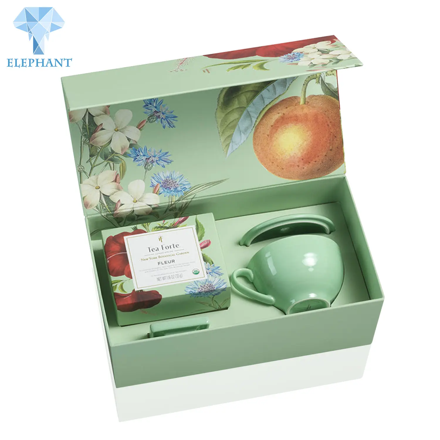 Floral Tea Pot Tea Cup Saucer Set For One People With Color Gift Box Packing
