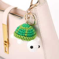Porte-clés tortue au crochet fait main, mini tortue mignonne en laine tricotée, pendentif de sac animal marin, accessoires cadeau