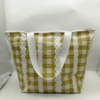 Hawaii Beach Tote Sac à fermeture éclair Logo personnalisé imprimé Dupont Tyvek Sac en papier, Palaka jaune avec design Lei torsadé