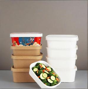 Bol en papier de restauration rapide de fruits imprimé de logo personnalisé de haute qualité à emporter pour déjeuner bol à salade de nourriture avec couvercle - Product Image 6