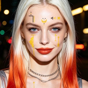 Autocollants de <span class=keywords><strong>tatouage</strong></span> en papier résistants à l'eau, estampés or, imprimés par transfert d'eau, motif goutte d'eau, maquillage visage imitation lune, pour l'exportation - Product Image 2