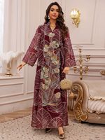 Robe musulmane longue en maille de polyester brodée, style ethnique, pour femmes du Moyen-Orient, collection été 2026