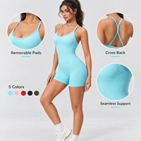 Combinaison de sport une pièce style européen et américain, débardeur et short moulant au-dessus du genou pour femme, idéale pour le yoga et le fitness 5107