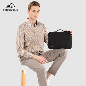 KINGSONS Tablet Bag Black Polyester Waterproof Wear Resistant Shockproof Zipper Closure Business Travel Men's Clutch Case - Product Image 1