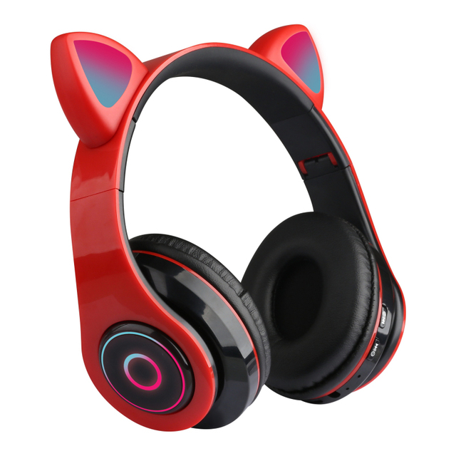 Christmas Gifts Foldable Tws Headset for Girls Headphones Cute Cat Ear Headsets B39 Wireless Headphone Gaming with LED Light