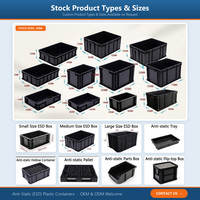 Kotak Plastik Anti-Statik Ringan ESD 620*420*310MM, Wadah Putar ESD, Karton PP Hitam, Kotak Bergelombang Konduktif ESD SMT