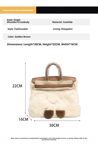 <span class=keywords><strong>Borsa</strong></span> a Mano in Peluche e <span class=keywords><strong>Pelle</strong></span> con 30 Stili, Design Adorabile a Cartone Animato, Tote con Manico Superiore per Donne alla Moda - Product Image 6