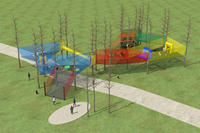 Parc d'aventure pour enfants avec filet arc-en-ciel - Corde d'escalade en nylon d'extérieur, parcours de jungle, fosse à balles en mousse