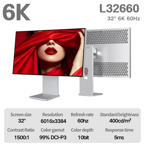Écran de studio TCOLOR en aluminium de 32 pouces avec écran IPS 6K, HDR600, moniteur <span class=keywords><strong>PC</strong></span> 6K avec USB-C pour la conception et la photographie - Product Image 2