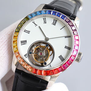 Reloj de Negocios Elegante de Primera Calidad, Homenaje al Diseño de Lujo Icónico, Cristal de Zafiro, Bisel con Piedras Preciosas de Colores, Reloj Mecánico con Tourbillon - Product Image 2