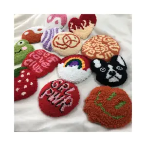Best-seller Crochet Handmade Punch Needle Coasters com Custom Modern Home Caneca Tapetes Coaster