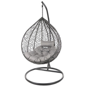 Mobilier de jardin en rotin PE, balançoire suspendue, chaise à bascule avec support - Product Image 2